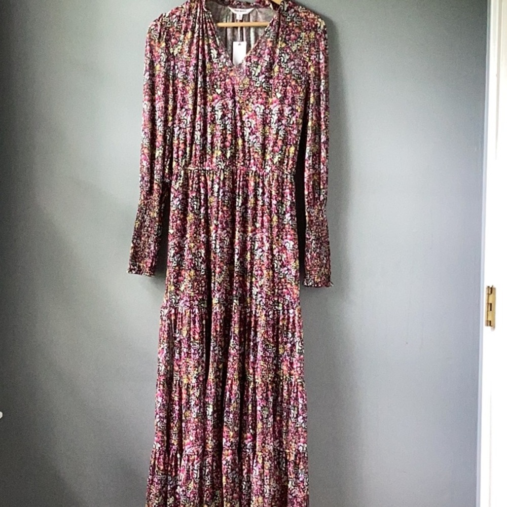 NWT STEVE MADDEN Floral Tiered Long Sleeve Midi Dress Size Small - Picture 5 of 14